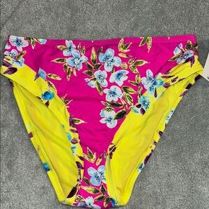 Bikini Swim Bottoms Floral Pink and‎ Yellow Size Small